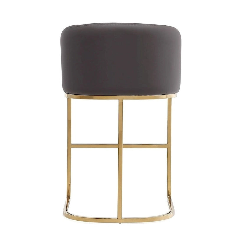Sgabello da bancone in similpelle grigio/crema, base dorata, 1 posto