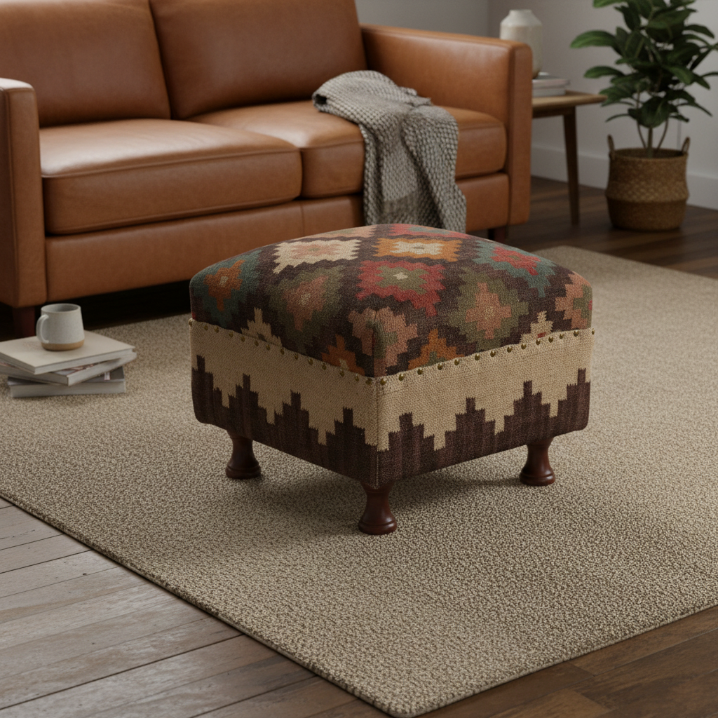 Sgabello Ottomano Kilim Mandorla – 1 Posto