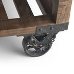 Tavolino quadrato – marrone scuro anticato, stile industriale, 1 piano