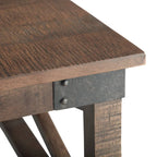 Tavolino quadrato – marrone scuro anticato, stile industriale, 1 piano