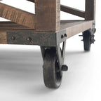 Tavolino quadrato – marrone scuro anticato, stile industriale, 1 piano