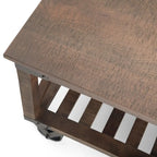 Tavolino quadrato – marrone scuro anticato, stile industriale, 1 piano