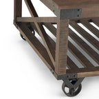 Tavolino quadrato – marrone scuro anticato, stile industriale, 1 piano