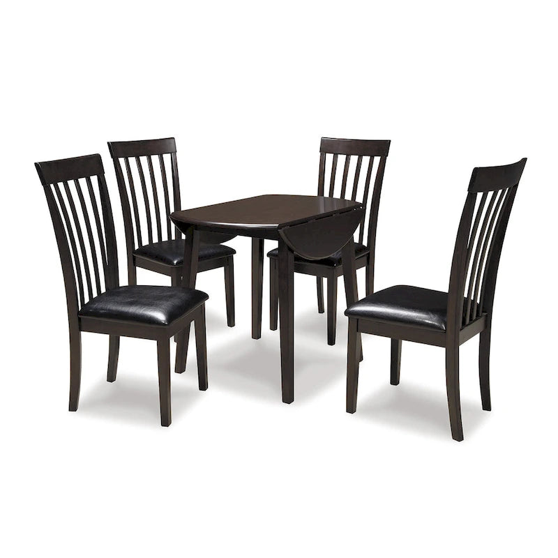 Set da pranzo a ribalta marrone scuro, 5 pezzi, 4 posti
