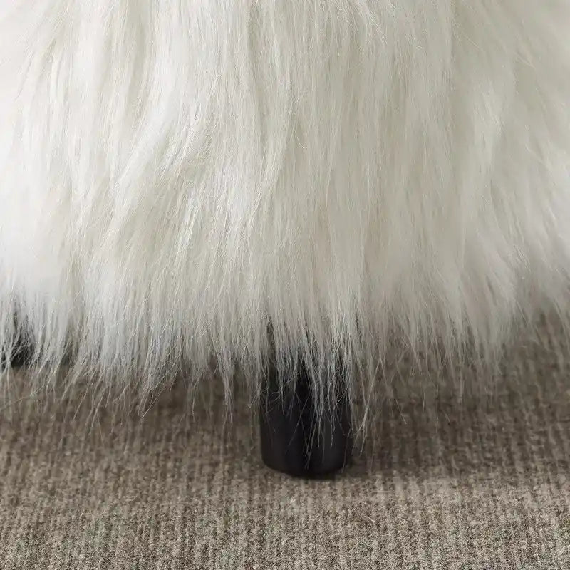 Pouf Shag in finta pelliccia bianca – 1 Posto