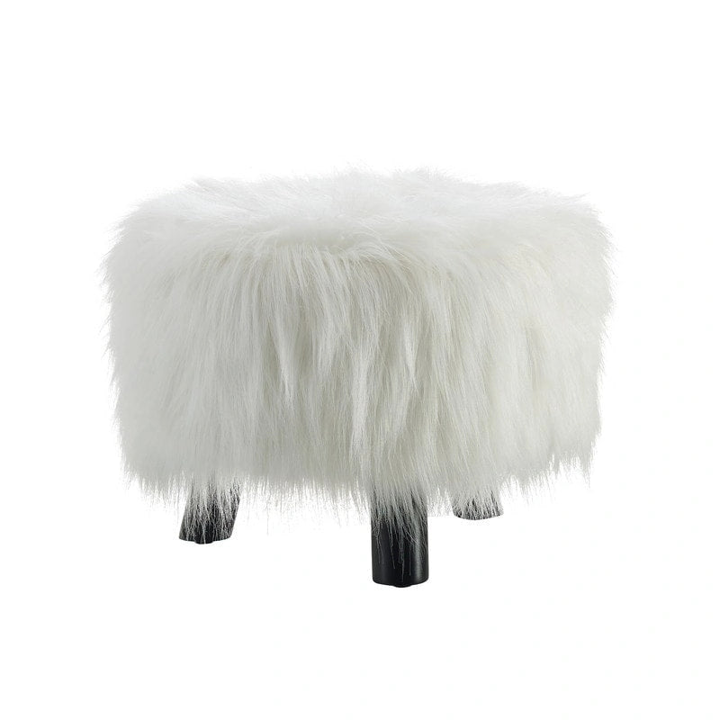 Pouf Shag in finta pelliccia bianca – 1 Posto