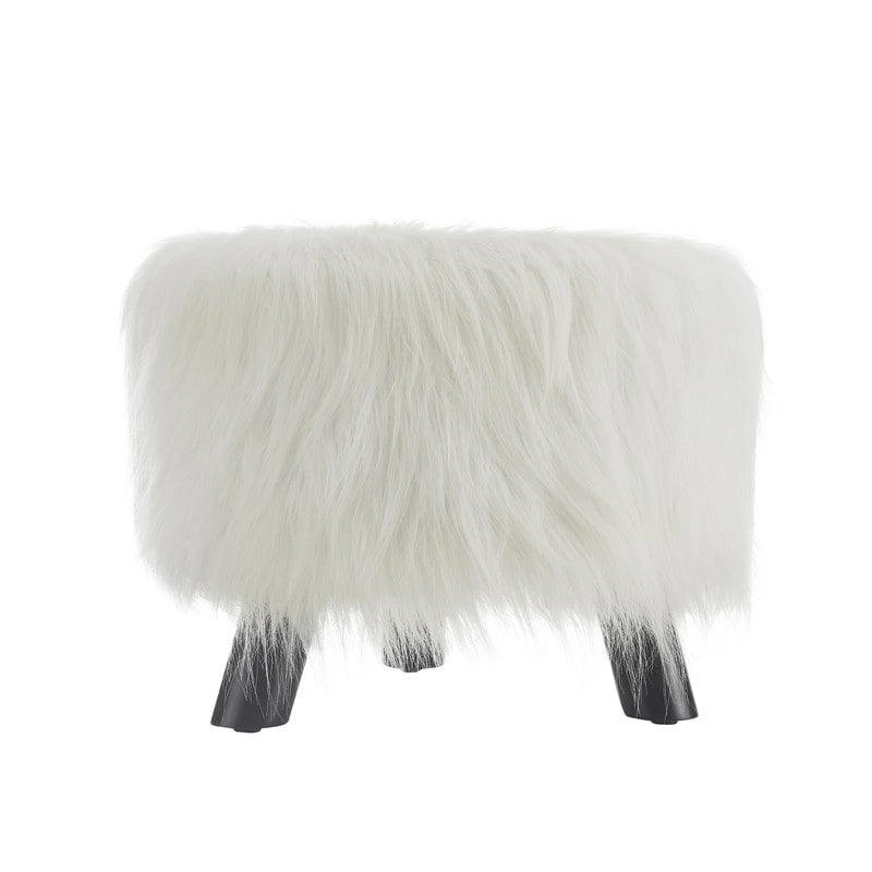 Pouf Shag in finta pelliccia bianca – 1 Posto