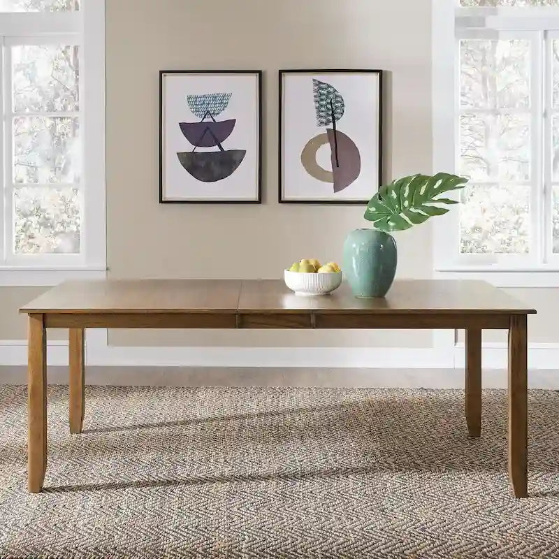 Tavolo da pranzo per 6 persone, con gambe rettangolari, color miele antico