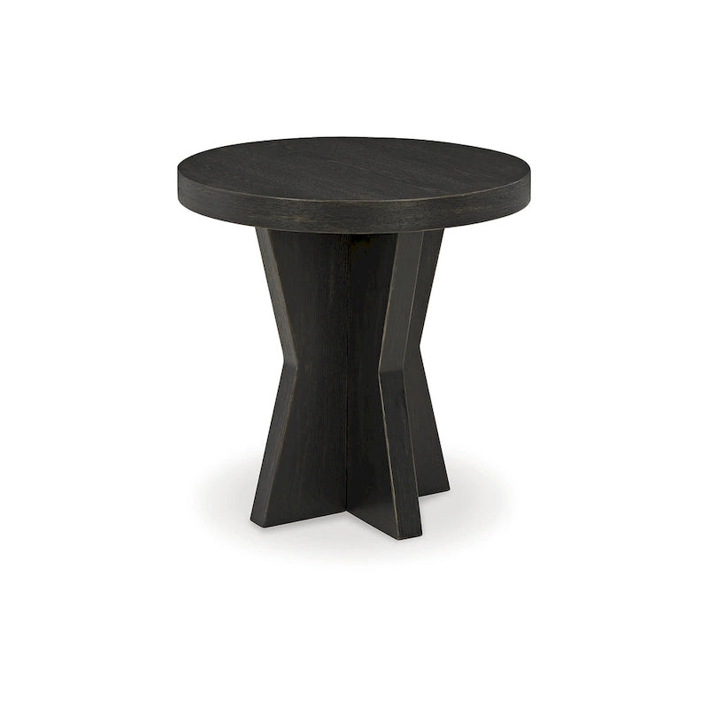 Tavolino finale impiallacciato nero, stile geometrico, 1 pezzo