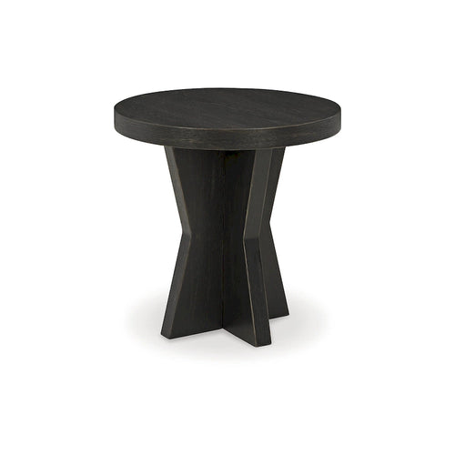 Tavolino finale impiallacciato nero, stile geometrico, 1 pezzo