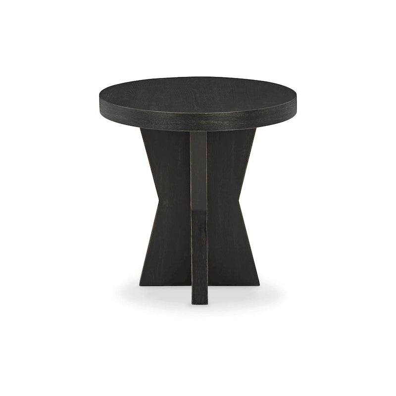 Tavolino finale impiallacciato nero, stile geometrico, 1 pezzo
