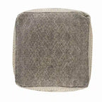 Pouf in Cotone a Fantasia Geometrica Beige/Grigio, Posto Singolo