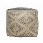 Pouf in Cotone a Fantasia Geometrica Beige/Grigio, Posto Singolo