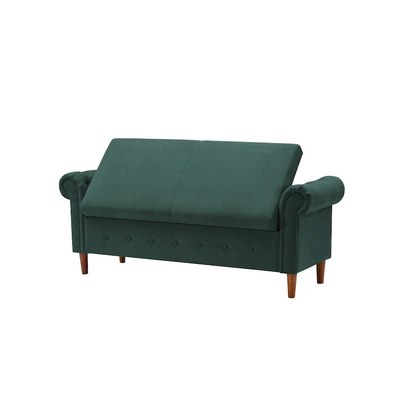 Panca Poggiapiedi con Braccioli Arrotolati e Contenitore, Grigio Scuro / Verde / Blu Scuro / Giallo / Beige, Singola