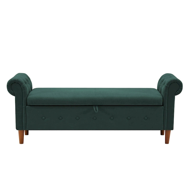 Panca Poggiapiedi con Braccioli Arrotolati e Contenitore, Grigio Scuro / Verde / Blu Scuro / Giallo / Beige, Singola