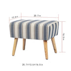Poggiapiedi/Ottoman in tessuto di velluto bianco a righe con gambe in legno, 1 persona