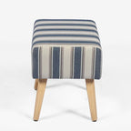 Poggiapiedi/Ottoman in tessuto di velluto bianco a righe con gambe in legno, 1 persona