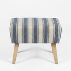 Poggiapiedi/Ottoman in tessuto di velluto bianco a righe con gambe in legno, 1 persona
