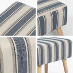 Poggiapiedi/Ottoman in tessuto di velluto bianco a righe con gambe in legno, 1 persona