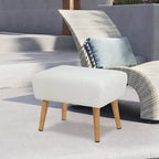 Poggiapiedi/Ottoman in tessuto di velluto bianco a righe con gambe in legno, 1 persona