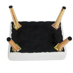 Poggiapiedi/Ottoman in tessuto di velluto bianco a righe con gambe in legno, 1 persona