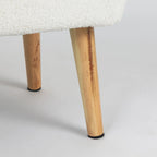 Poggiapiedi/Ottoman in tessuto di velluto bianco a righe con gambe in legno, 1 persona