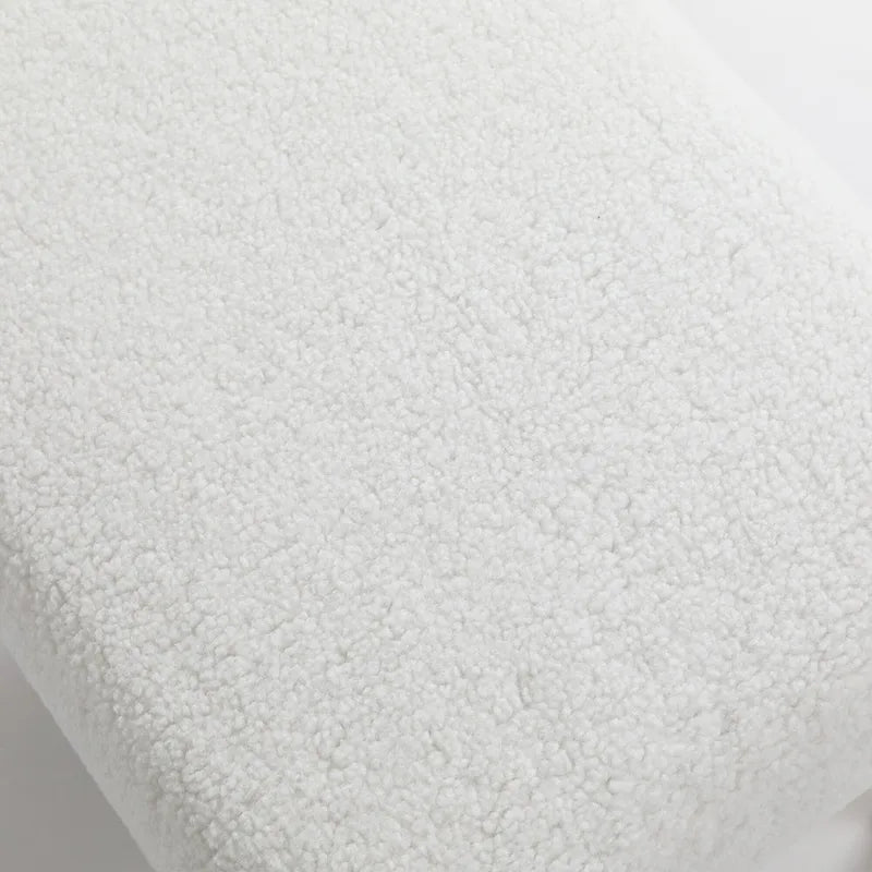 Poggiapiedi/Ottoman in tessuto di velluto bianco a righe con gambe in legno, 1 persona