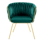 Poltrona d'Appoggio in Velluto Intrecciato, Verde / Bianco / Argento, 1 Posto