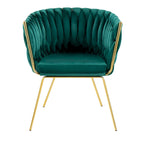 Poltrona d'Appoggio in Velluto Intrecciato, Verde / Bianco / Argento, 1 Posto