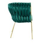 Poltrona d'Appoggio in Velluto Intrecciato, Verde / Bianco / Argento, 1 Posto