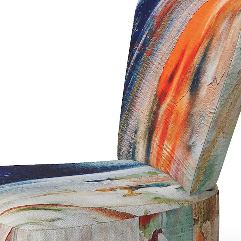 Poltrona con Stampa Astratta Multicolore – Stile Laterale / Slipper / con Braccioli, 1 Posto