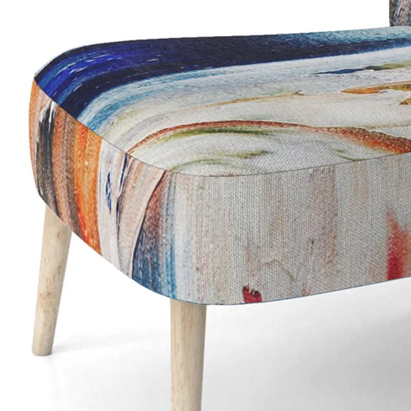 Poltrona con Stampa Astratta Multicolore – Stile Laterale / Slipper / con Braccioli, 1 Posto