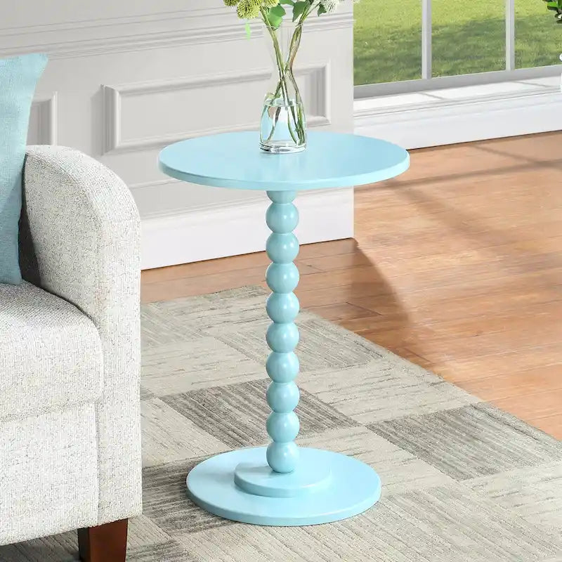 Tavolino rotondo con fuso blu schiuma di mare / bianco / rosa – 1 persona