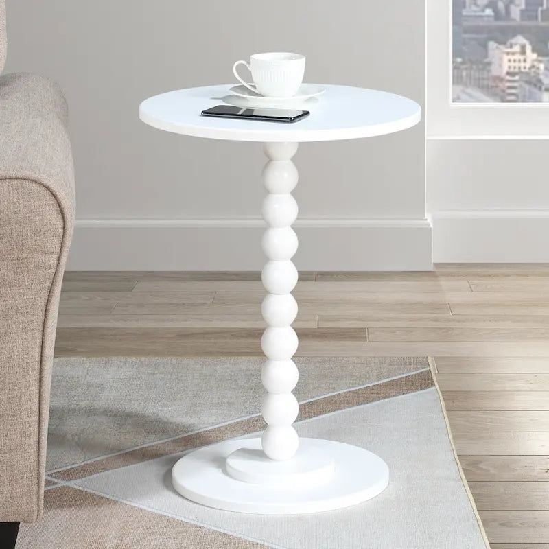 Tavolino rotondo con fuso blu schiuma di mare / bianco / rosa – 1 persona