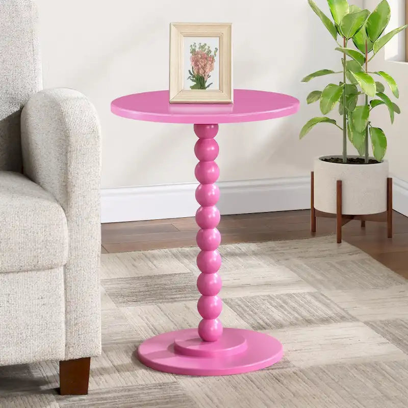 Tavolino rotondo con fuso blu schiuma di mare / bianco / rosa – 1 persona