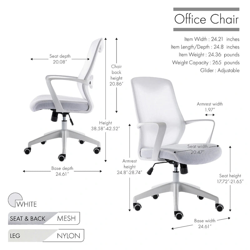 Sedia da ufficio girevole con schienale in rete regolabile in altezza – rosa / bianco / blu / nero, 1 persona