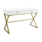 Scrivania da Campagna, 2 Cassetti, Bianco / Nero / Grigio, 1 Persona