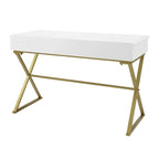 Scrivania da Campagna, 2 Cassetti, Bianco / Nero / Grigio, 1 Persona