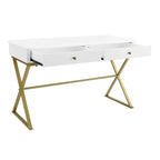 Scrivania da Campagna, 2 Cassetti, Bianco / Nero / Grigio, 1 Persona