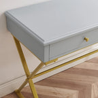 Scrivania da Campagna, 2 Cassetti, Bianco / Nero / Grigio, 1 Persona