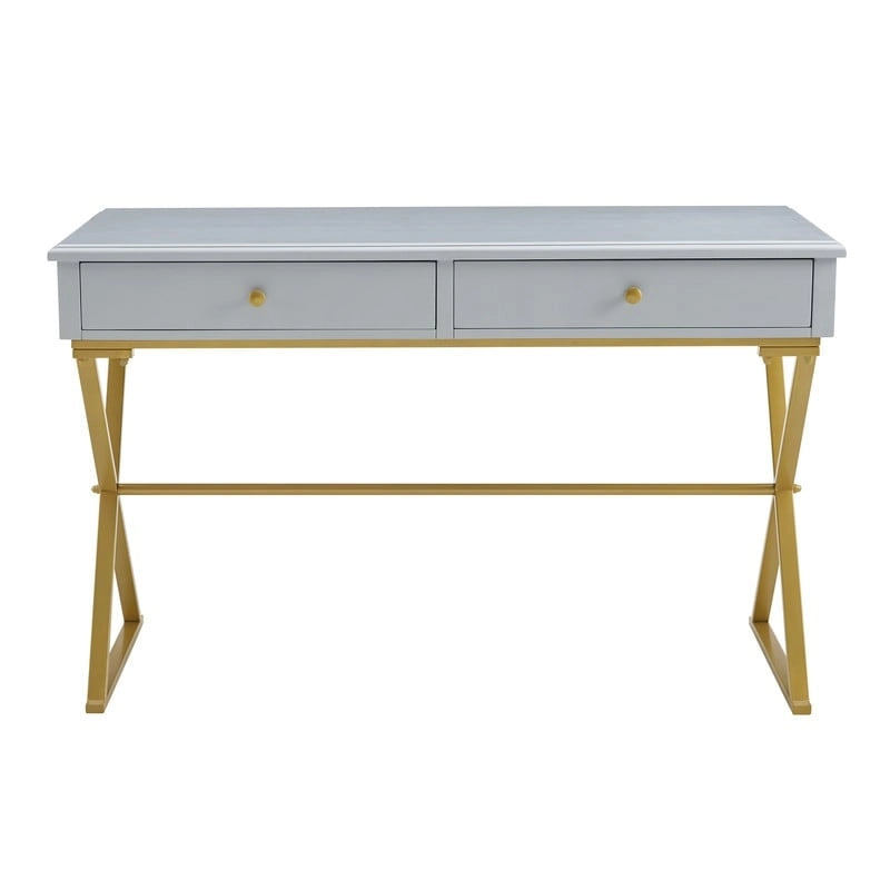 Scrivania da Campagna, 2 Cassetti, Bianco / Nero / Grigio, 1 Persona