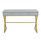 Scrivania da Campagna, 2 Cassetti, Bianco / Nero / Grigio, 1 Persona