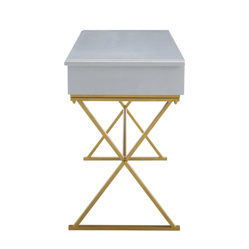 Scrivania da Campagna, 2 Cassetti, Bianco / Nero / Grigio, 1 Persona