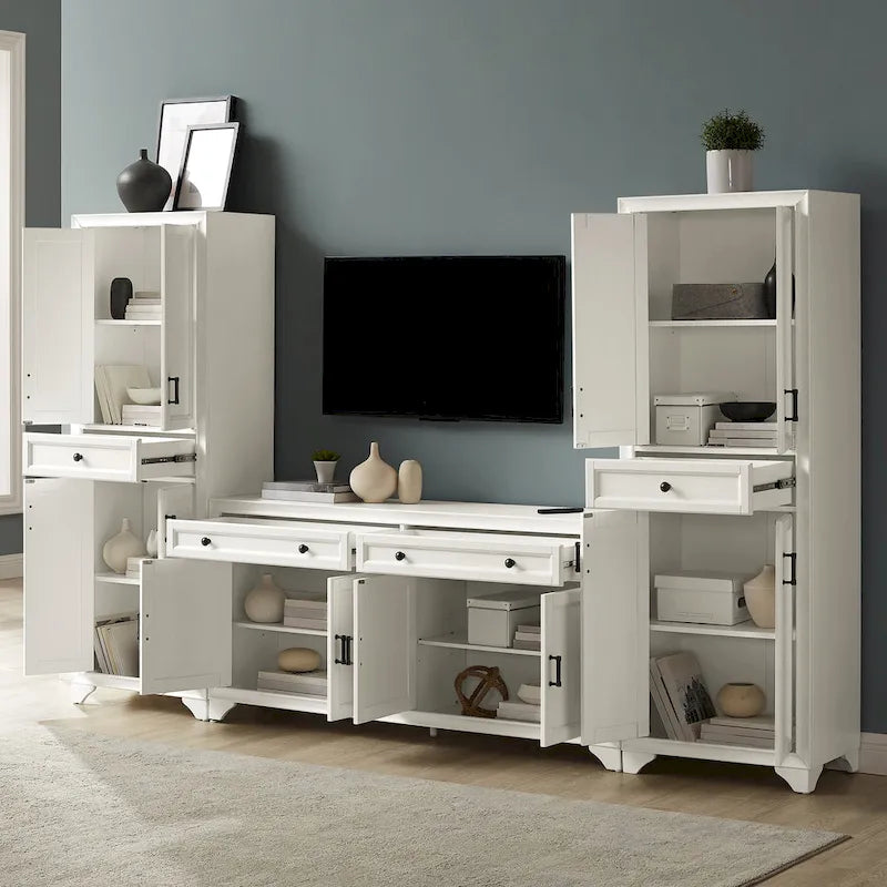 Set TV 3 Pezzi Bianco Effetto Invecchiato – Adatto a TV fino a 65"