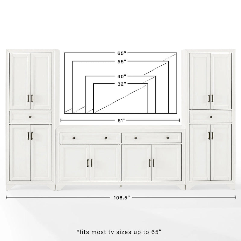 Set TV 3 Pezzi Bianco Effetto Invecchiato – Adatto a TV fino a 65"