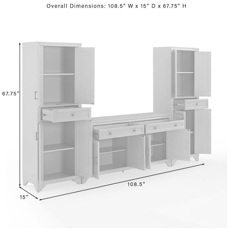Set TV 3 Pezzi Bianco Effetto Invecchiato – Adatto a TV fino a 65"