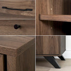 Credenza marrone/beige a 2 cassetti con ante – 1 persona