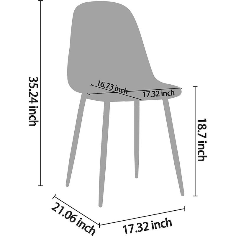 Sedia Laterale con Seduta Ammortizzata in PU Lavabile e Gambe in Metallo, Set da 4, Marrone