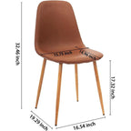 Sedia Laterale con Seduta Ammortizzata in PU Lavabile e Gambe in Metallo, Set da 4, Marrone