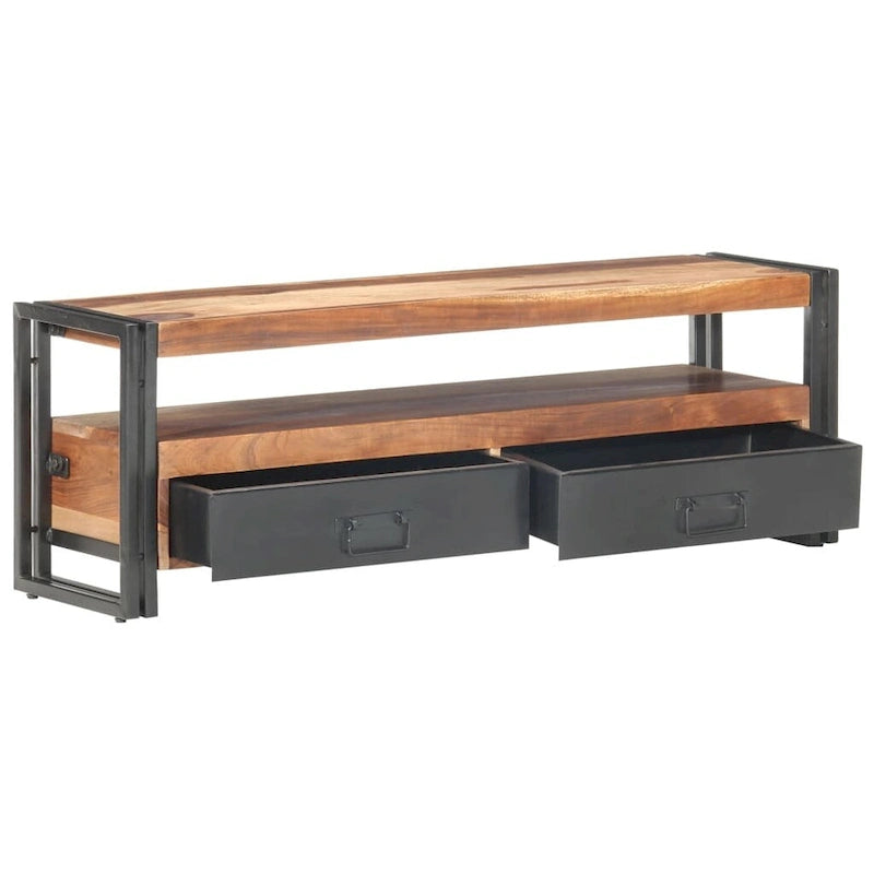 Mobile TV marrone in legno massello con 2 cassetti